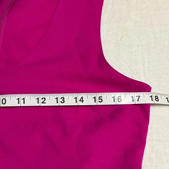 Banana Republic Sleeveless Faux Wrap Sheath Dress Size 6 Magenta Pink V-Neck - Picture 7 of 11